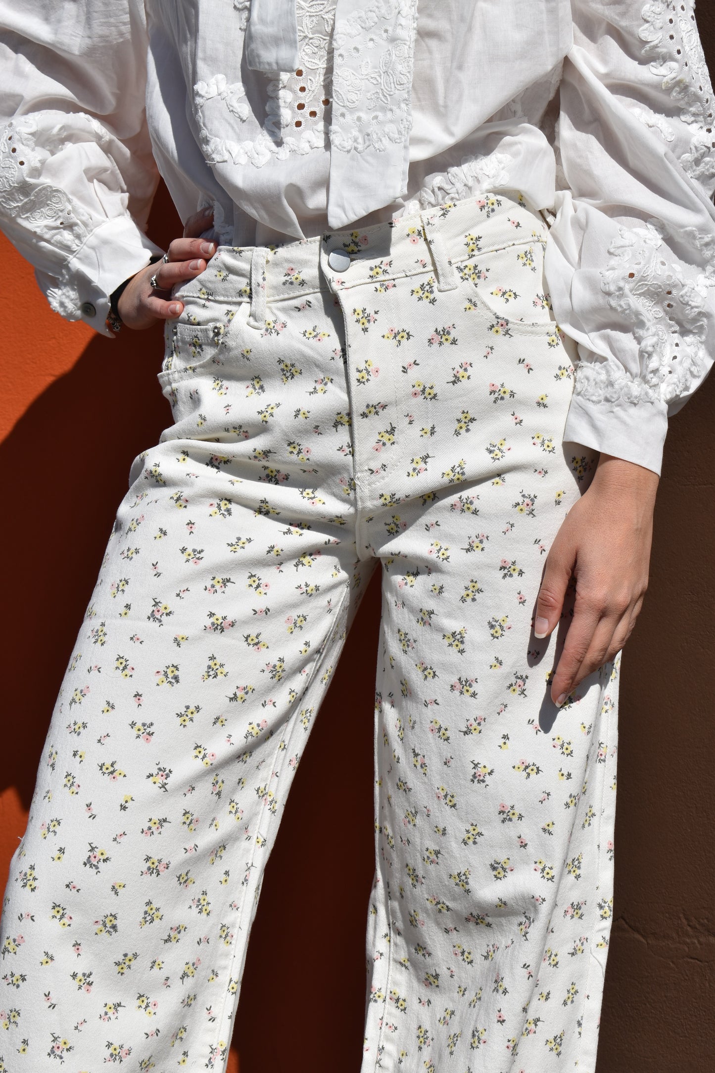 Jeans Donna Bianchi con Micro Fiori