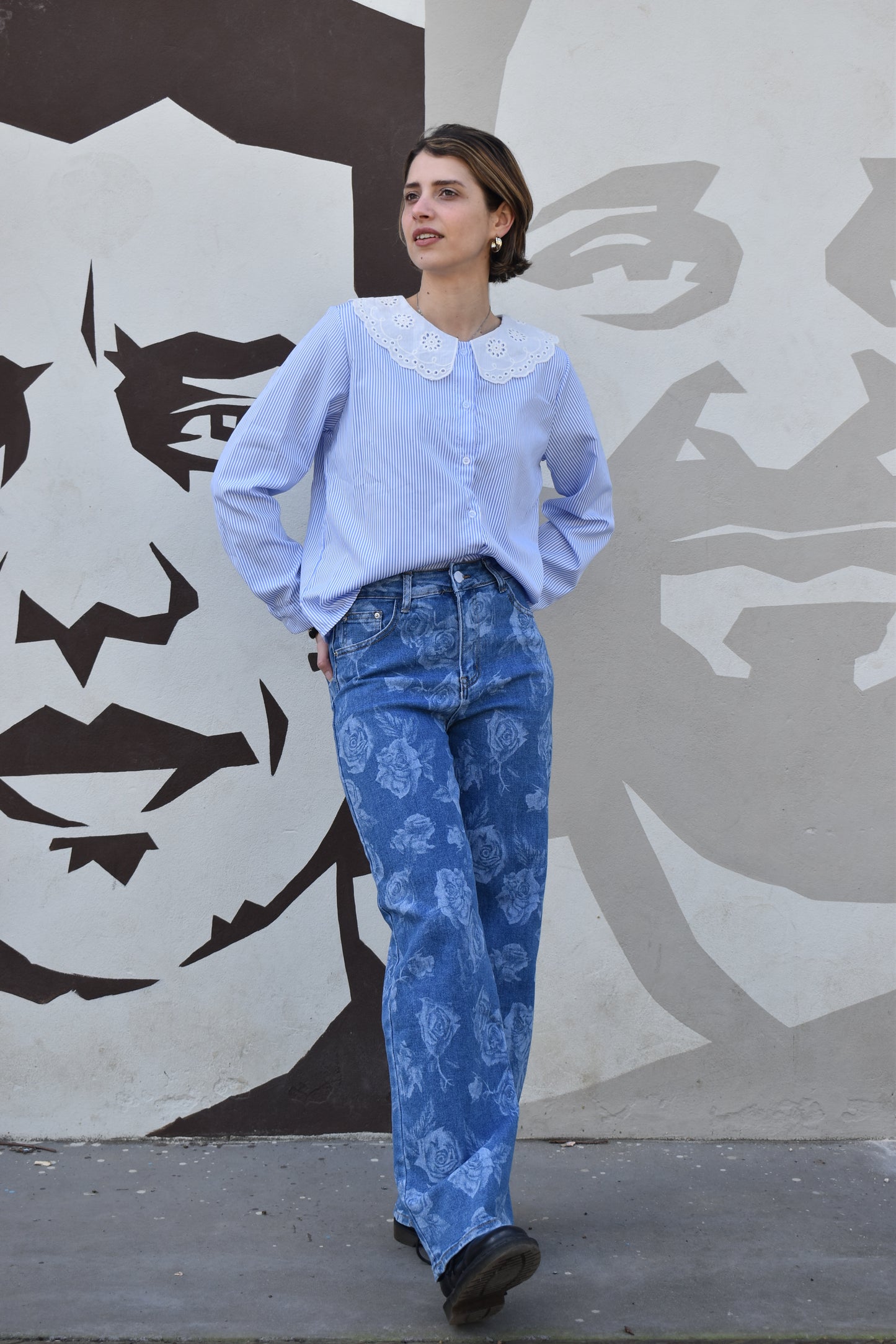 Jeans Floreali Denim Blu